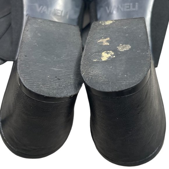 Van Eli Black Leather Open Toe Block Heel Elastic Slingback Sandals Size 8M - Picture 8 of 9